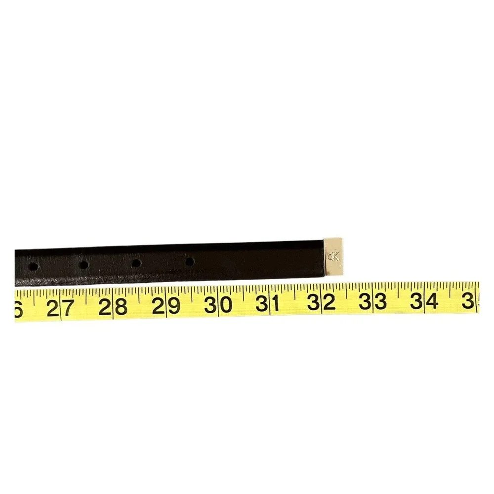 Calvin Klein Leather Belt Women S Black CK Logo Classic Preppy Minimalist Office